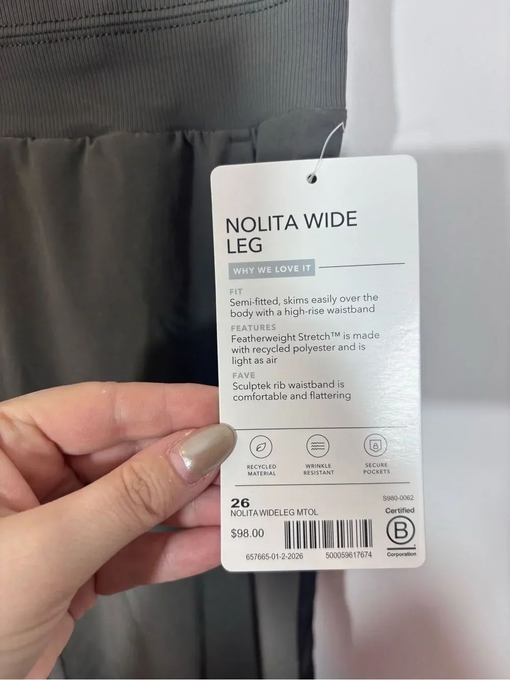 Athleta Nolita Wide Leg Pant NWT Size 26  Mountain Olive Sculptek - Picture 11 of 15